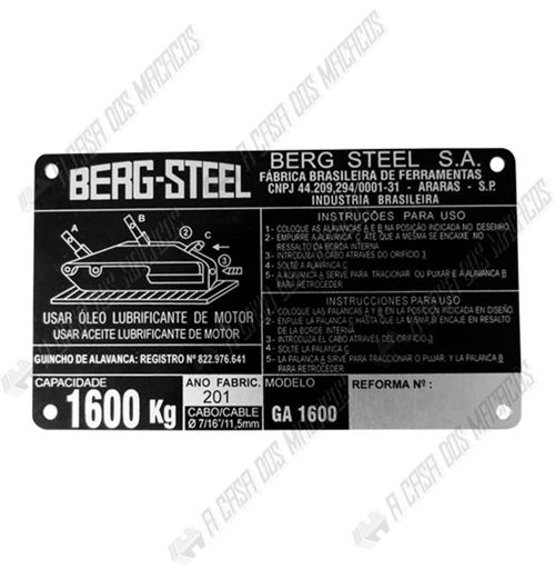 Placa 125x70x1mm Ga1600 4/3854 15170882 Berg Steel