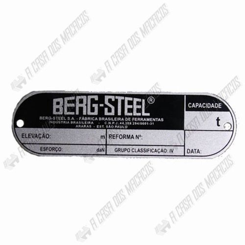Placa de Identificação 130x50x1mm Nt 1t a 3t 4218 15172501 Berg Steel