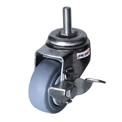 Rodizio espiga Giratoria 3'' Cinza 100kg Freio Lateral Ea10075fl  Acm Tools