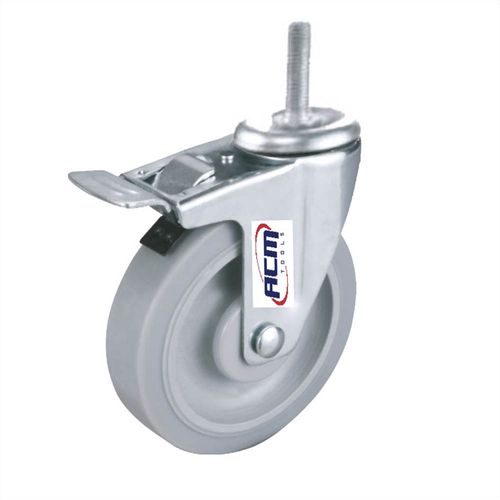 Rodízio Espiga Giratório 3" Cinza 100kg Freio Traseiro Ea10075ft Acm Tools