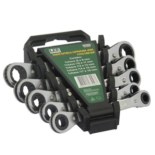 Jogo de Chave Estrela Com Catraca 5 Peças 670487 Lee Tools