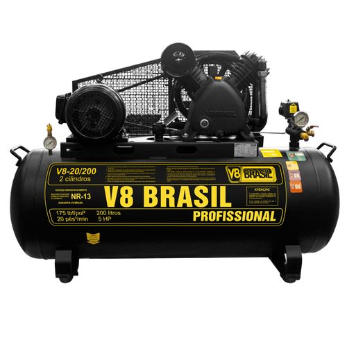 Compressor de ar 20/200 Trifásico 220V 26809 V8 Brasil
