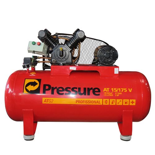 Compressor semi novo 15/175lts 140lb tri Pressure Recondicionado