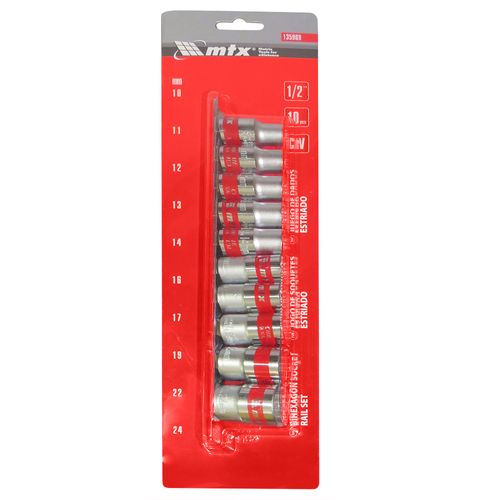 Jogo de Soquete 1/2" Estriado 10-24mm c/ 11 Peças 135969 MTX