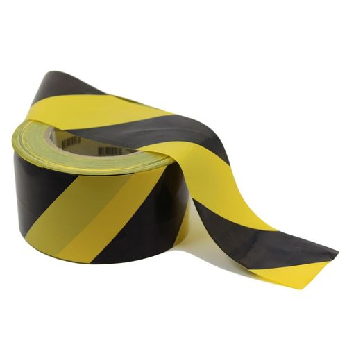 Fita zebrada preta e amarela 60mm rolo 100m Kteli