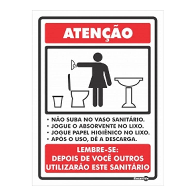 Placa-Sinalizadora-150x200mm-NAO-SUBA-VASO-SANITARIO-MULHER-Ref-PS102-ENCARTALE