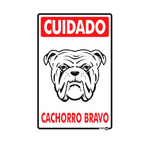 Placa de Sinalização 200x300mm CUIDADO CACHORRO BRAVO Ref PS22 ENCARTALE
