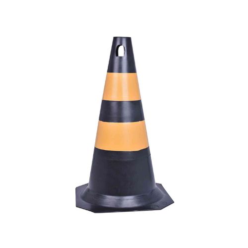 Cone de Sinalização Preto/ Amarelo 50cm Ref 70001304 PLASTCOR