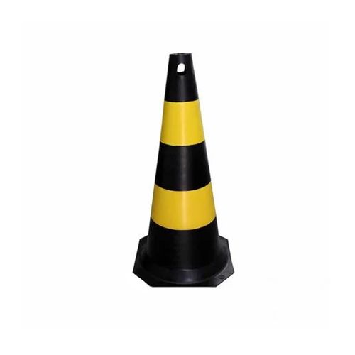 Cone de Sinalização Preto/Amarelo 75cm Ref 70000505 PLASTCOR