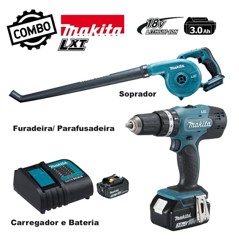 Kit-Parafusadeira--Furadeira-de-Impacto-RefDHP453SFX8---Soprador-a-Bateria-Ref-DUB183Z-MAKITA