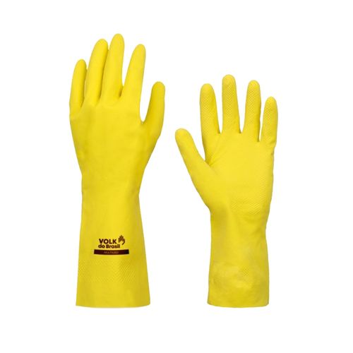 Luva Látex Amarela Tam 10 EG 30cm Multiuso Ref 105104401 VOLK