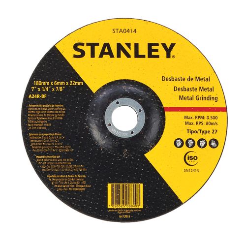 Disco de Desbaste 180x 6x 22mm Metal Ref STA0414 STANLEY