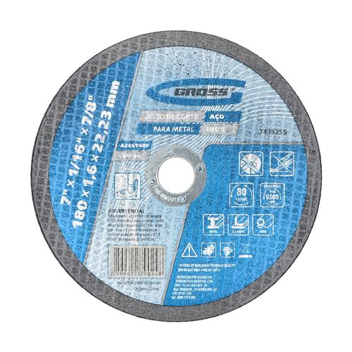 Disco de Corte 180x 1,6x 22mm Ref 7438255 GROSS