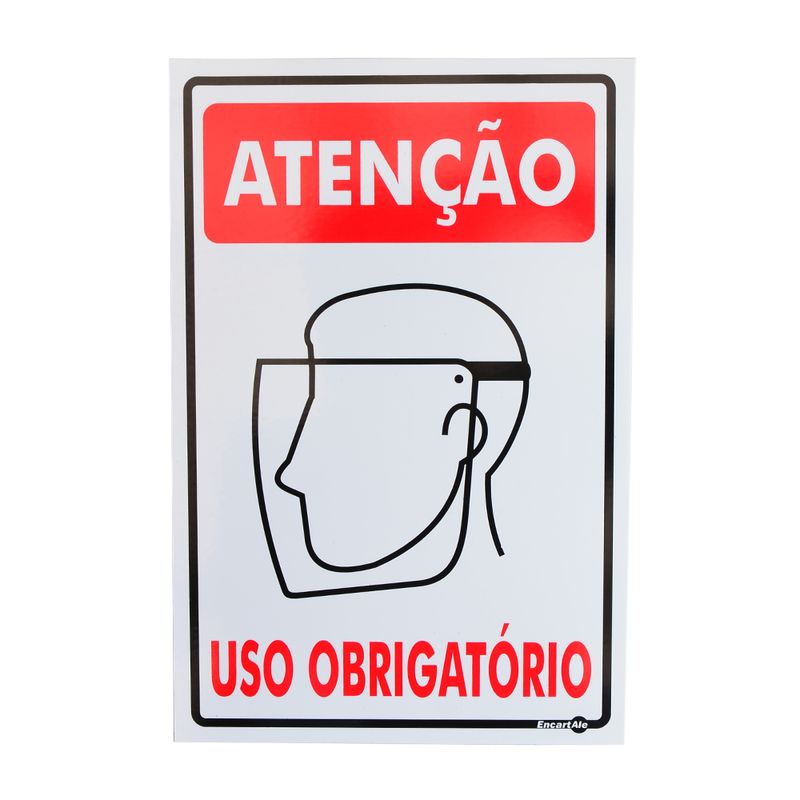 Placa-de-Sinalizacao-ATENCAO-USO-OBRIGATORIO-PROTETOR-FACIAL-PS221-ENCARTALE-