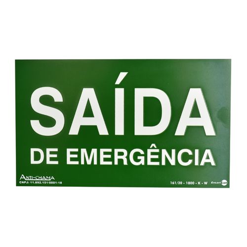 Placa de Sinalização SAÍDA DE EMERGÊNCIA PAF3 ENCARTALE