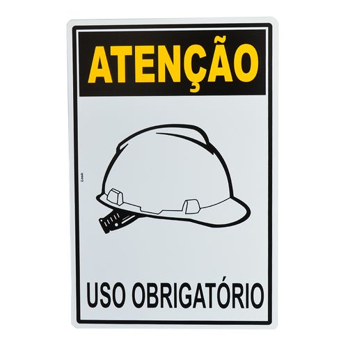 Placa de Sinalização ATENÇÃO USO OBRIGATÓRIO DE CAPACETE 20704 TRY