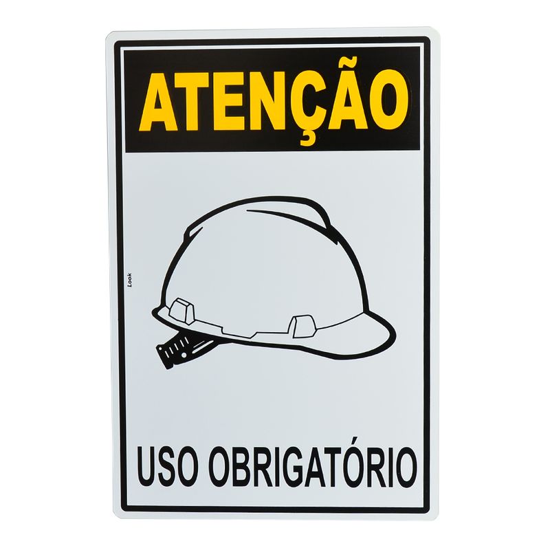 Placa-de-Sinalizacao-ATENCAO-USO-OBRIGATORIO-DE-CAPACETE-20704-TRY