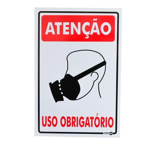 Placa de Sinalização USO OBRIGATÓRIO DE MÁSCARA PS155 ENCARTALE
