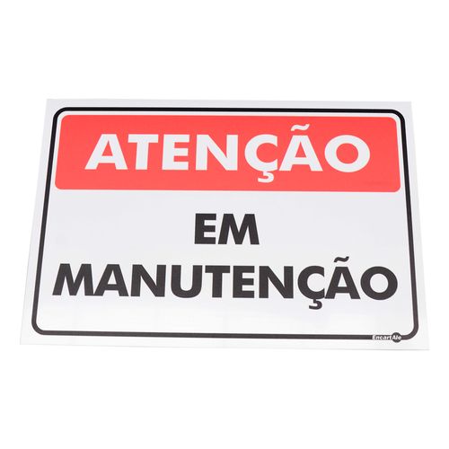 Placa de Sinalização ATENÇÃO EM MANUTENÇÃO Ref PR 2006 ENCARTALE