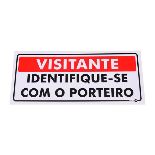 Placa de Sinalização VISITANTE IDENTIFIQUE-SE COM O PORTEIRO Ref PS232 ENCARTALE