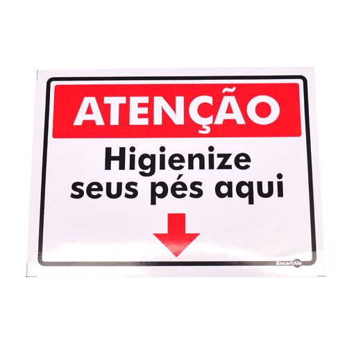 Adesivo de Sinalização ATENÇÃO HIGIENIZE SEUS PÉS AQUI Ref AV 92 ENCARTALE