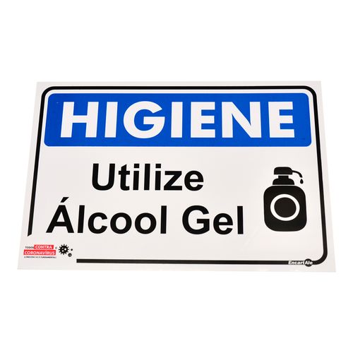 Placa de Sinalização HIGIENE UTILIZE ÁLCOOL GEL Ref PS485 ENCARTALE