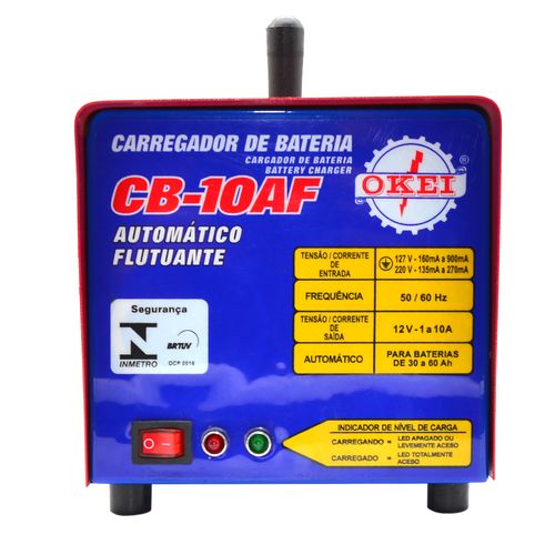 Carregador de Bateria  10a 12v Flutuante Cb-10/12af Okei