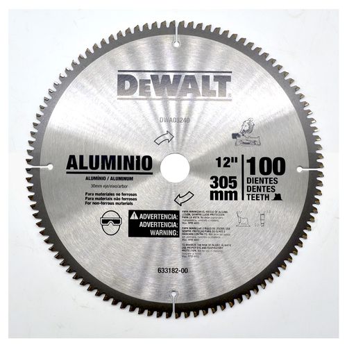 Lâmina Serra Meia Esquadria 12 Pol 100 Dentes Alumínio / Madeira DWA03240 DEWALT