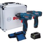 Combo-Parafusadeira-GSR120Li-e-Furadeira-GDR120Li-com-Case-de-Aluminiio-Carregador-Bateria-Brocas-e-Bits-BOSCH