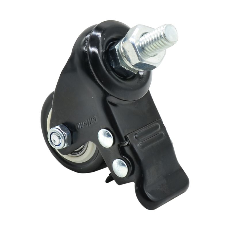 Rodizio-Preto-Giratorio-com-freio-Espiga-para-50Kg-COLSON