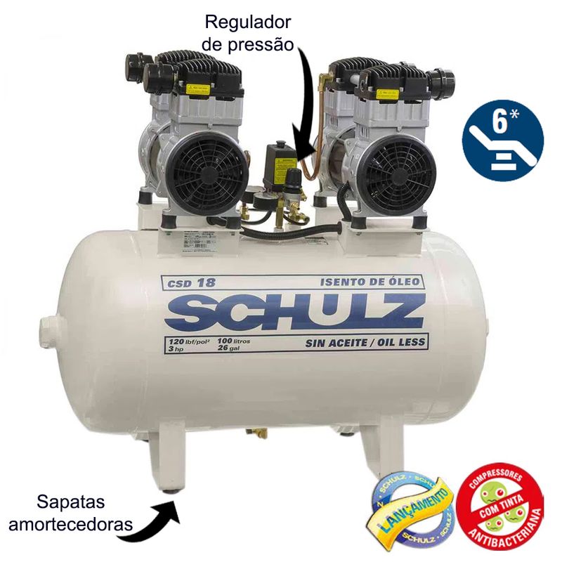 Compressor-de-Ar-Odonto-Isento-de-Oleo-220v-Ref-CSD18-100-SCHULZ