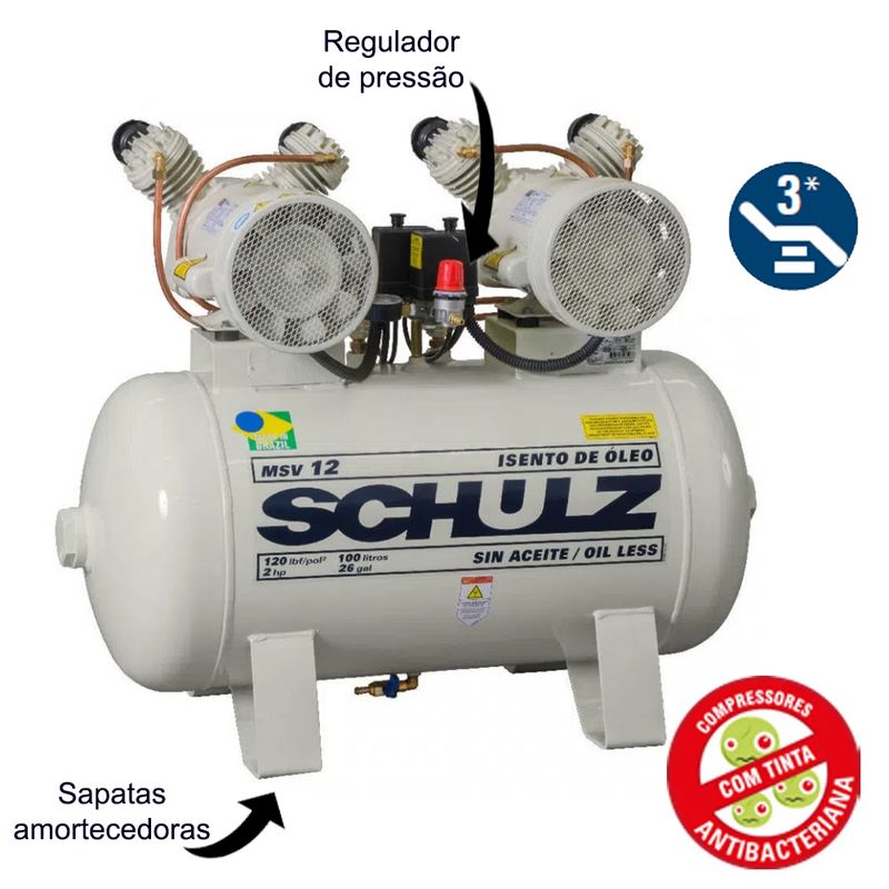 Compressor-de-Ar-Odonto-Isento-de-Oleo-220v-Ref-MSV12-100-SCHULZ
