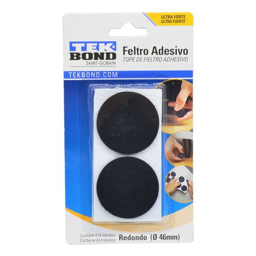 Feltro para Cadeira Redondo Preto 46mm com 4 TEKBOND