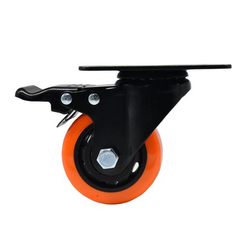 Rodízio Giratório 2pol Preto com Plataforma 72x52mm e Freio 6238 COLSON