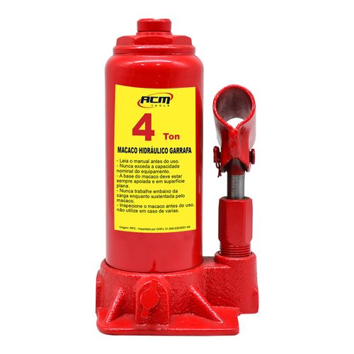 Macaco Hidraulico Garrafa 4Ton Vermelho MHG004 ACM TOOLS