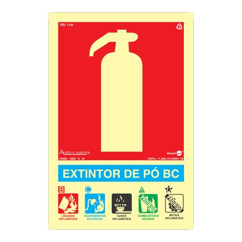 Placa de Sinalização 200x300mm EXTINTOR DE PÓ ABC PAF771 ENCARTALE