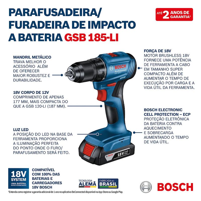Parafusadeira-Furadeira-Impacto-a-Bateria-18V-GSB-185-LI-BOSCH