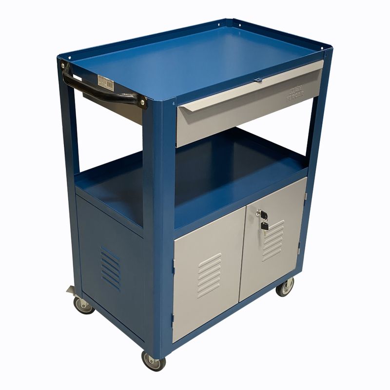 Carro-Porta-Ferramentas-Semi-Fechado-com-1-Gaveta-Azul-Ref-C05-FERCAR