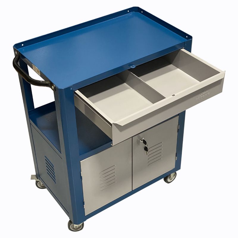Carro-Porta-Ferramentas-Semi-Fechado-com-1-Gaveta-Azul-Ref-C05-FERCAR