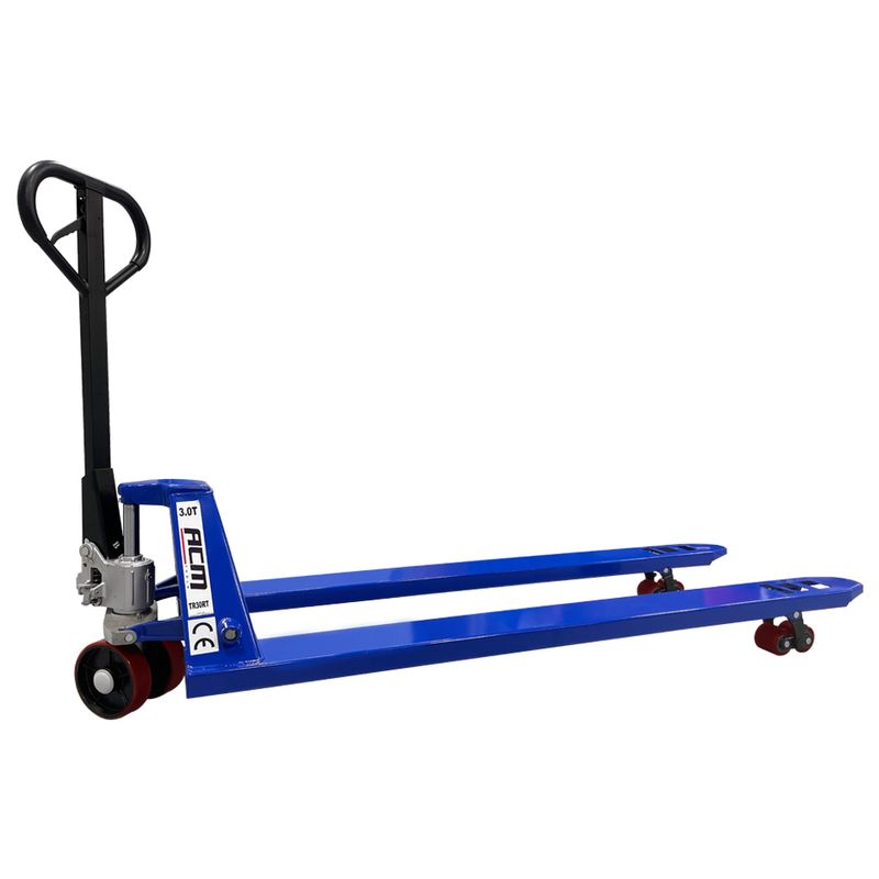 Carro-Hidraulico-Paleteira-3Ton-Longo-ESPECIAL-Rodas-Dupla-PU-1800mm-TR30RTL-E-ACM-TOOLS