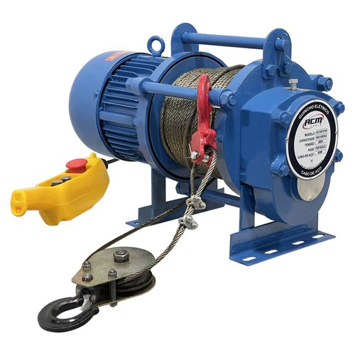 Guincho Elétrico 1Ton com 60mts Cabo de Aço Fixo 380V Trifásico GE1000-3F/60 ACM TOOLS