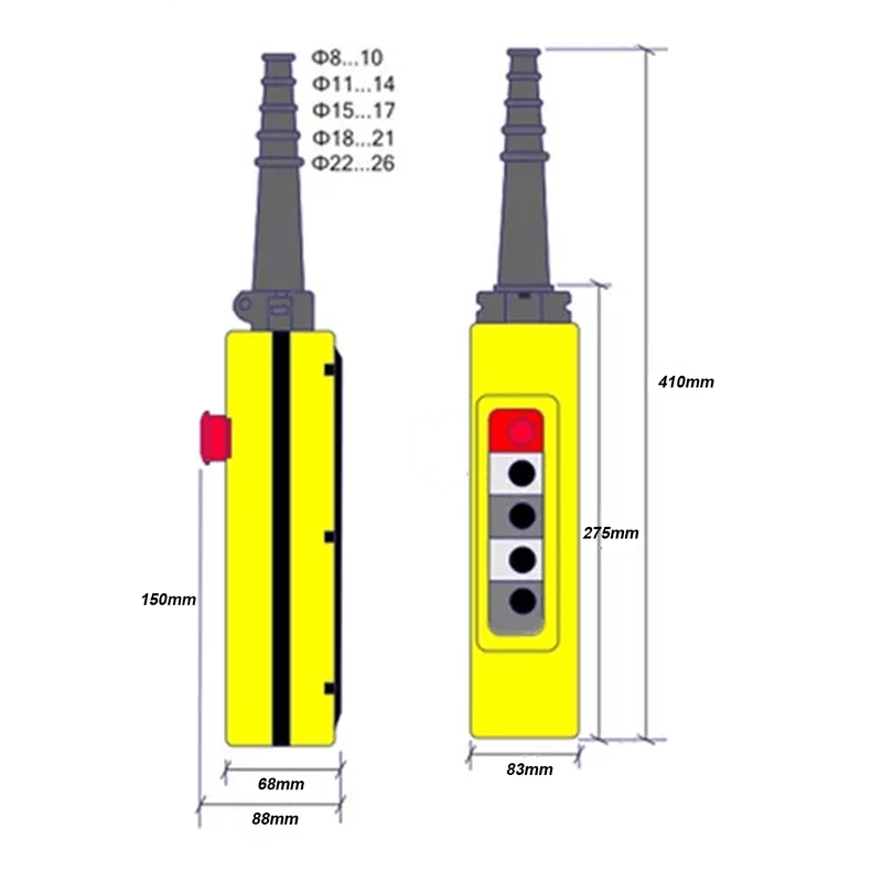 Botoeira-Completa-para-Talhas-com-Troley-Eletrico-2-Velocidades-4-Botoes-1-Botao-de-Emergencia-ACM-TOOLS