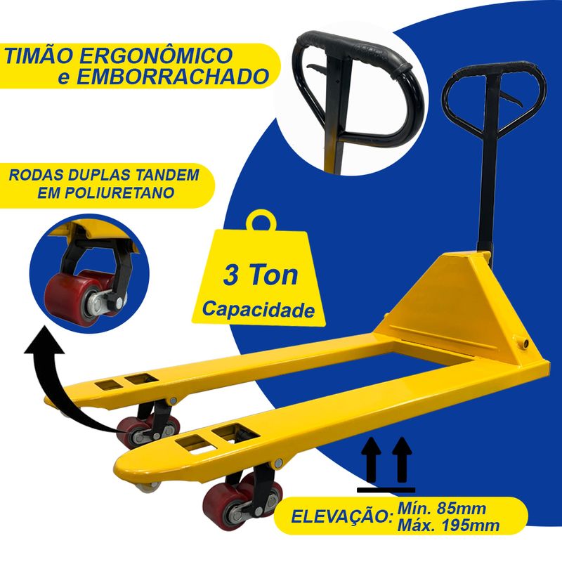 Paleteira-Hidraulica-Manual-3Ton-Largo-Rodas-Poli-Tandem-TL30RT685P-ACM-TOOLS