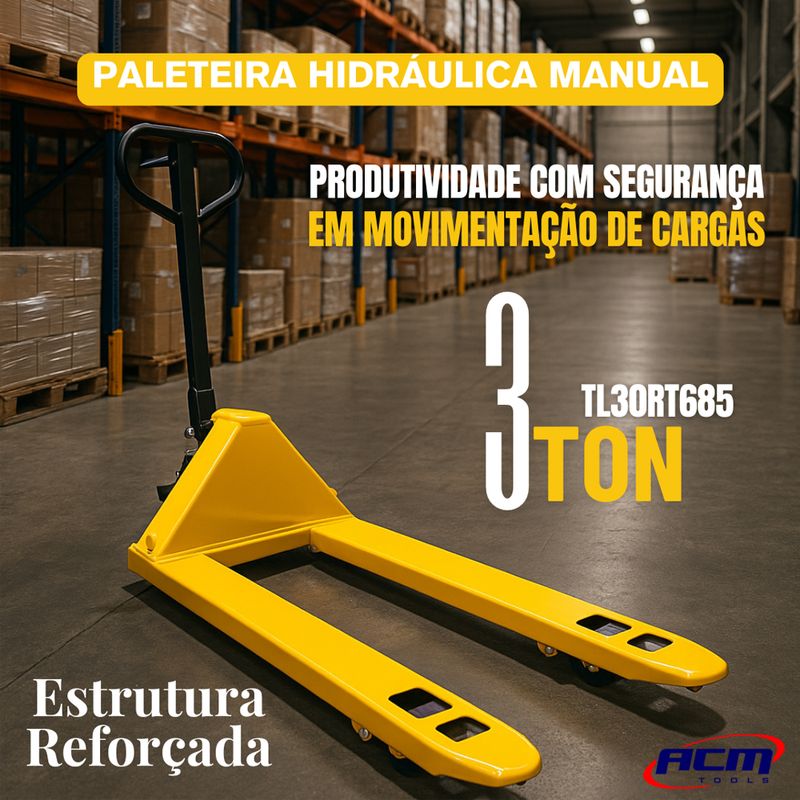 Paleteira-Hidraulica-Manual-3Ton-Largo-Rodas-Nylon-Tandem-TL30RT685-ACM-TOOLS
