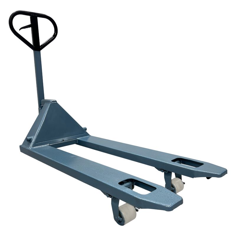 Paleteira-Hidraulica-Manual-2Ton-Estreito-Rodas-Simples-em-Nylon-DEMATIC-RECONDICIONADO