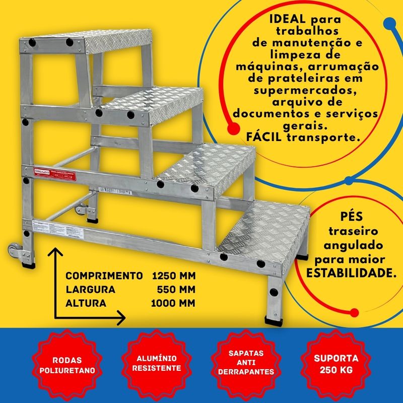 BANQUETA PRO 04 DEGRAUS SUPER REFORCADA1000MM BANPRO  ESCALEVE -4-