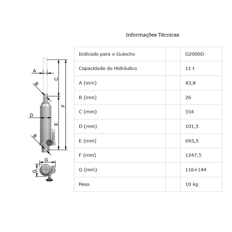 Bomba Hidraulica 5,5Ton G100DH indicada para guincho RETRATIL 1Ton G1000D BOVENAU -5-