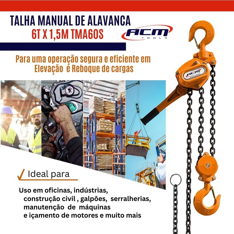 Talha Manual de Alavanca 6T x 1,5M TMA60S ACM TOOLS -4-