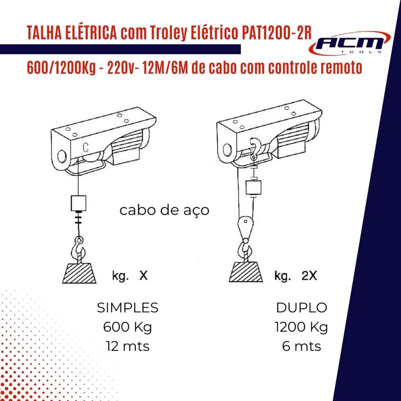 Talha-Eletrica-600Kg1200Kg-220V-12M6M-com-Troley-Eletrico-com-controle-remoto-PAT1200-2R-ACM-TOOLS--4-