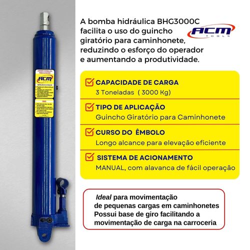 Bomba Hidraulica 3ton para guincho de caminhonete BHG3000C ACM TOOLS